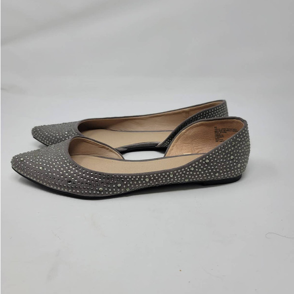 Mossimo D'Orsay Ballet Flats Size 9.5 Pointed Toe Rhinestone Jeweled Shoes Gray - Picture 3 of 6